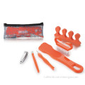 Orange 6PCS manicure kit and foot care tool in a nylon mesh bag